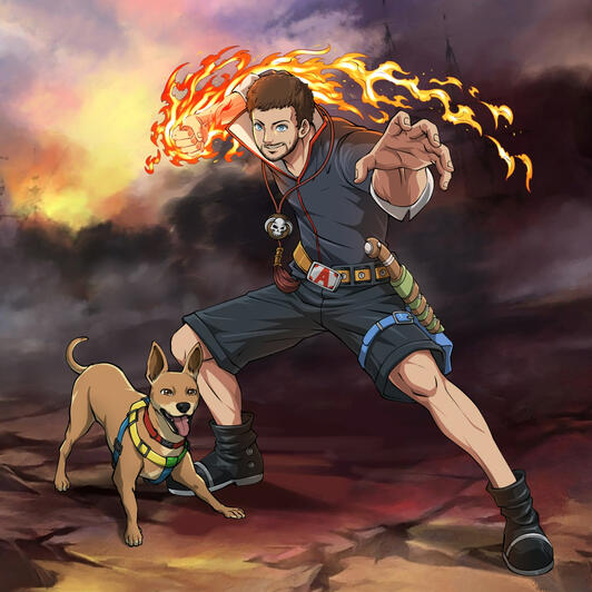 one piece with a fire